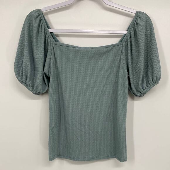 Caution to the Wind Womens Teal Short Sleeve Cropped Blouse NEW Size Small - Picture 2 of 9